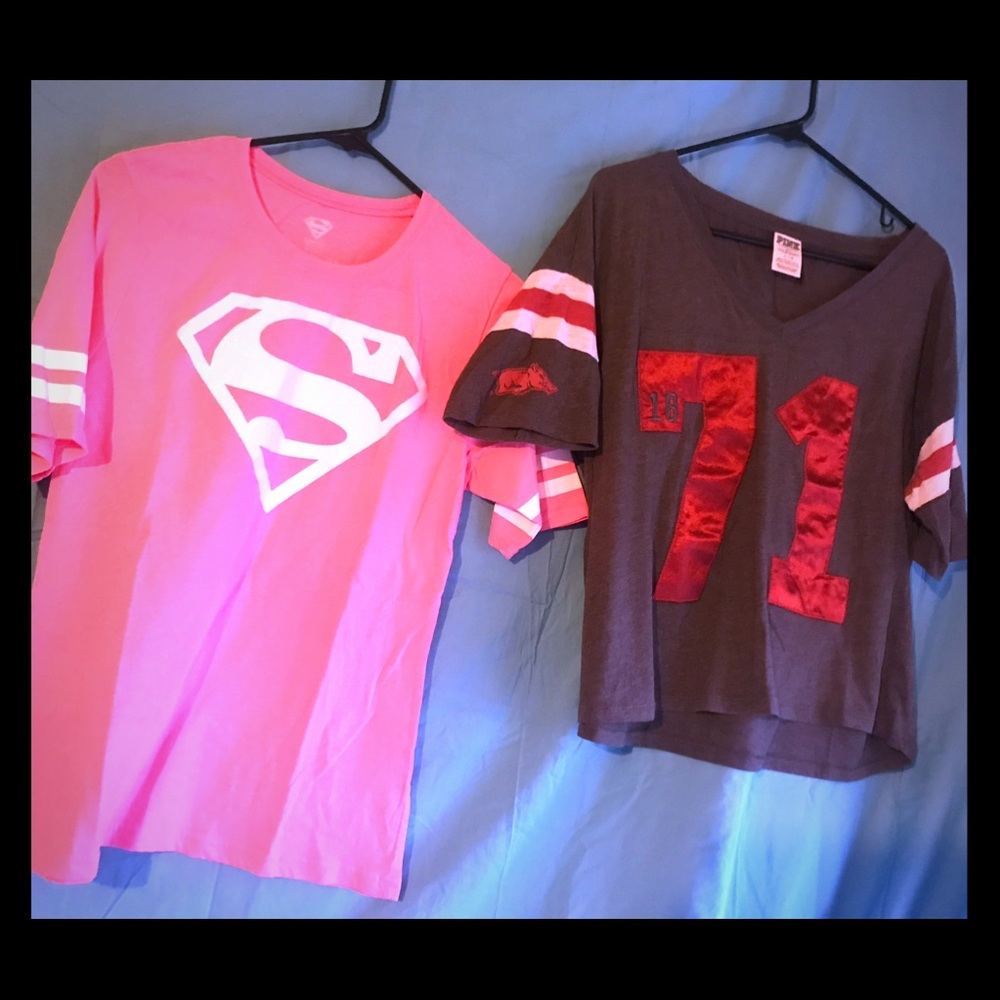 VS Pink Jersey Shirt & Superman Shirt